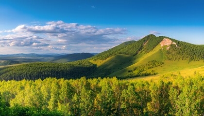 The Picturesque Nurali Ridge In The Uchalinsky District In The Southern Urals In The Republic Of Bashkortostan On A Beautiful Summer Day