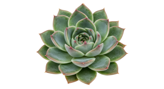 Echeveria succulent isolated on transparent background, green rosette plant with red tips for botanical design - Powered by Adobe