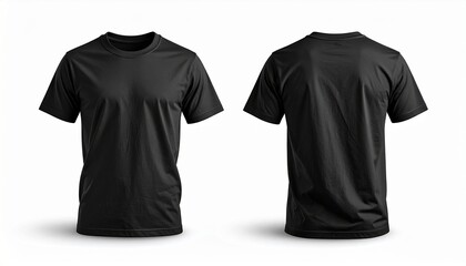 Black tshirt isolated on white background