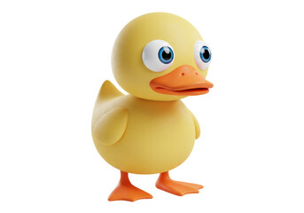 Cute yellow rubber duck isolated PNG, cartoon style toy for kids and bath time fun on transparent background