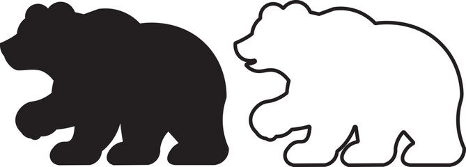 Bear Silhouette Illustration Wildlife Animal Outline Shape Design Isolated on Transparent Background