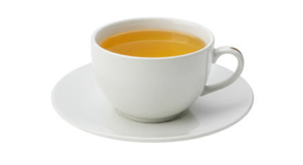 Cup of herbal tea isolated on white, healthy beverage for relaxation and wellness in PNG format