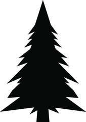 Single Evergreen Pine Tree Silhouette Icon – Clean Vector Isolated on White Background