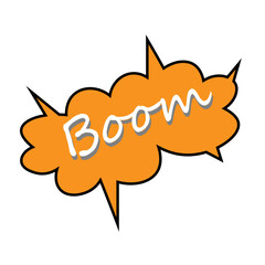 Cartoon orange explosion with the word 