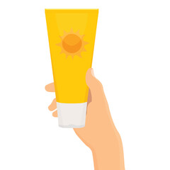 Hand hold sunscreen SPF cream tube