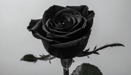 Single red rose on black background romantic flower blossom