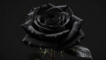 Black rose on black background romantic flower blossom