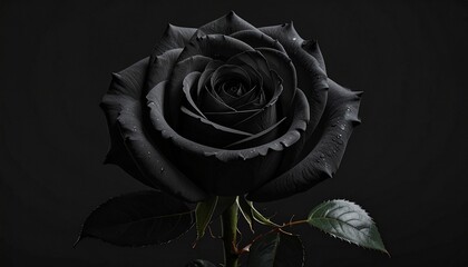 Black rose on black background romantic flower blossom