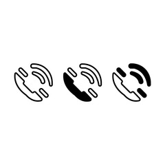 Three phone icons are displayed with different styles. The icons are a symbol of communication, contact, and connection, useful for user interface and web design.