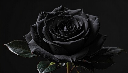 Black rose on black background romantic flower blossom