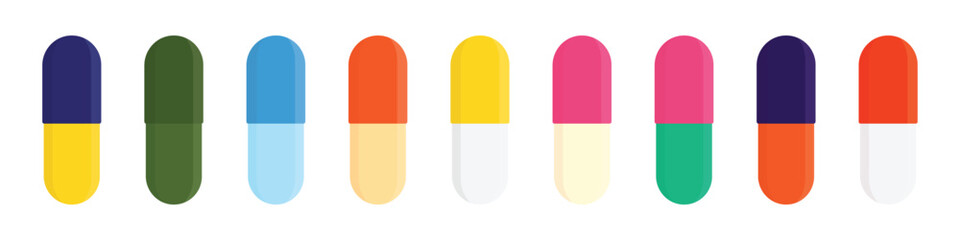 Capsule or pill icon set. Medical pills collection. Healthcare concept