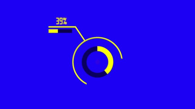 39% circular infographic animation design, percentage pie chart with dynamic visualization, business data dashboard for reports, analytics, and statistics in modern 4K animated presentation style.