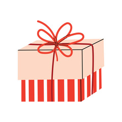 Gift box. Festive present for birthday or holiday. Flat vector illustration isolated on white background.