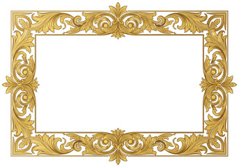 Elegant Gold Ornate Frame with Baroque Scrollwork on Black Background