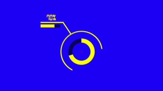 70% circular infographic animation design, percentage pie chart with dynamic visualization, business data dashboard for reports, analytics, and statistics in modern 4K animated presentation style.