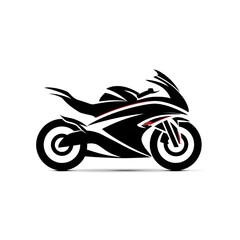 Fototapeta premium Sleek sport bike logo silhouette, modern minimal style, white background, no text