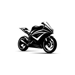 Fototapeta premium Sleek sport bike logo silhouette, modern minimal style, white background, no text