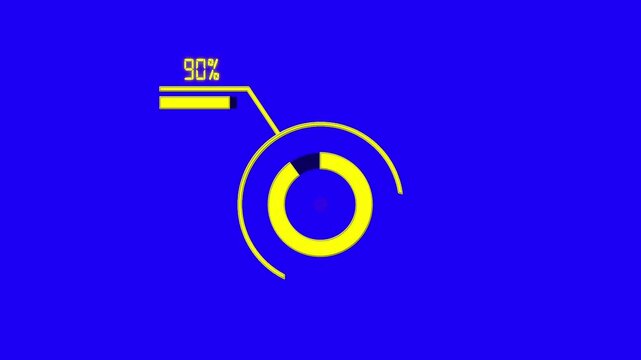90% circular infographic animation design, percentage pie chart with dynamic visualization, business data dashboard for reports, analytics, and statistics in modern 4K animated presentation style.
