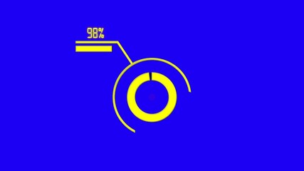 98% circular infographic animation design, percentage pie chart with dynamic visualization, business data dashboard for reports, analytics, and statistics in modern 4K animated presentation style.