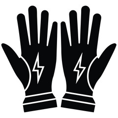 Obraz premium Black silhouette of a pair of gloves with lightning bolt symbol vector illustration