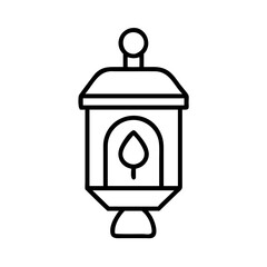 Vector art of elegant lantern with leaf symbol, representing natures gentle light and tranquility