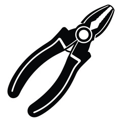 Black silhouette of combination pliers on a white background tool hand tool