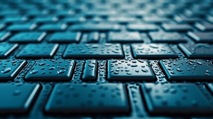 Close up macro shot of stainless steel electrolyzer plates inside Hydrogen Infrastructure system with condensation detail. 