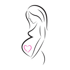 Simple Illustration of Pregnant Woman Vector Illustration