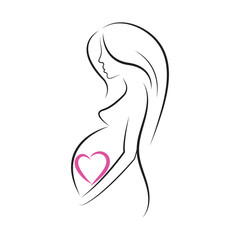 Simple Illustration of Pregnant Woman Vector Illustration