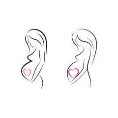 Simple Illustration of Pregnant Woman Vector Illustration