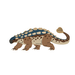 Ankylosaurus in flat style. Dinosaur, ancient prehistoric reptile animal of Jurassic era. Education and paleontology. Minimalistic isolated vector illustration on white background.