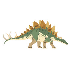 Stegosaurus in flat style. Dinosaur, ancient prehistoric reptile animal of Jurassic era. Education and paleontology. Minimalistic isolated vector illustration on white background.