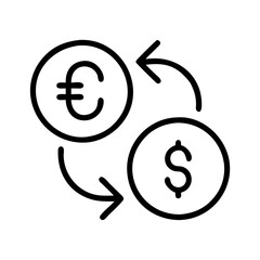 Vector art of currency exchange icon, depicting the conversion between euro and dollar