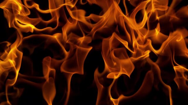 Super Slow Motion Shot of Fire Transition Isolated on Black Background at 1000fps.
