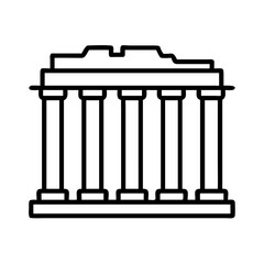 Vector art of simple line drawing of a classical greek temple, showcasing its iconic architecture