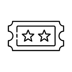 Vector art of minimalist line art of a movie ticket with stars, ideal for event promotions and design projects