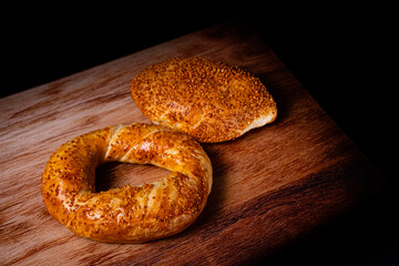 Traditional Turkish Breakfast Pastries: Simit and Cheese-Filled Pastry