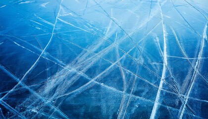 Unique Blue Ice Texture Featuring Skating Marks