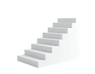 Simple white stairway isolated on a black background, ascending upwards