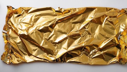 Crumpled Shiny Golden Foil Sheet With Rough Texture Isolated On Transparent Cutout Background