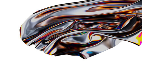 Mesmerizing abstract background with fluid metallic texture, vibrant chromatic reflections and a flowing, liquid design. Perfect for modern art