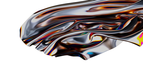 Mesmerizing abstract background with fluid metallic texture, vibrant chromatic reflections and a flowing, liquid design. Perfect for modern art
