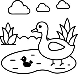 duck and ducklings vector