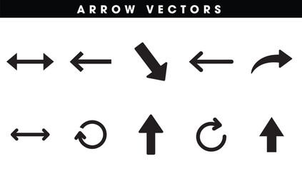 Arrow Icons Collection: Black Directional and Circular Vector Graphics Set
