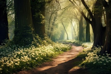 Obraz premium Spring landscape sunlight outdoors.