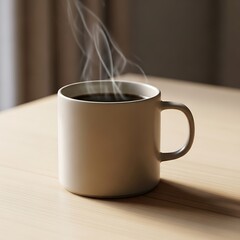 Hot Coffee in a Beige Mug.