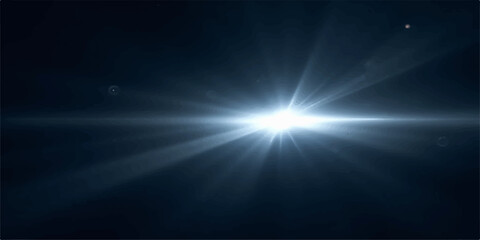 Fototapeta premium Abstract blue background with glowing rays of light and bright energy beams