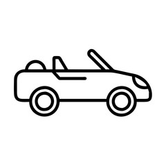 Vector art of minimalist line drawing of a convertible car, perfect for logo or icon use