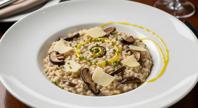 Risotto with porcini mushrooms gourmet plating