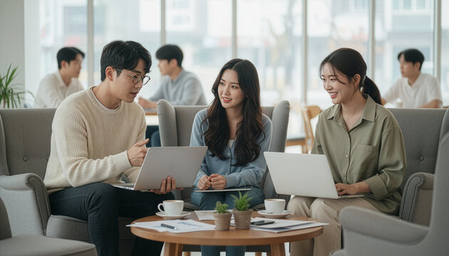 Employees having a meeting in the conference room